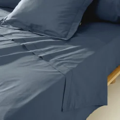EMINZA Drap plat percale de coton (240 x 300 cm) Cali Bleu marine Online