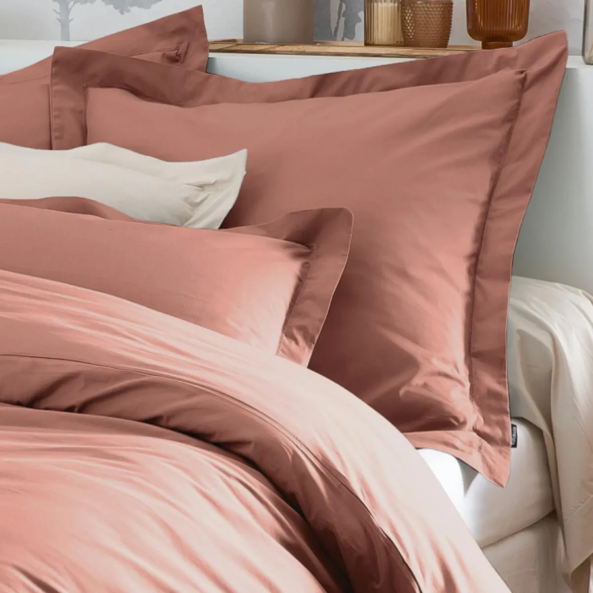 EMINZA Drap plat percale de coton (180 x 290 cm) Cali Bois de rose Rose clair Best