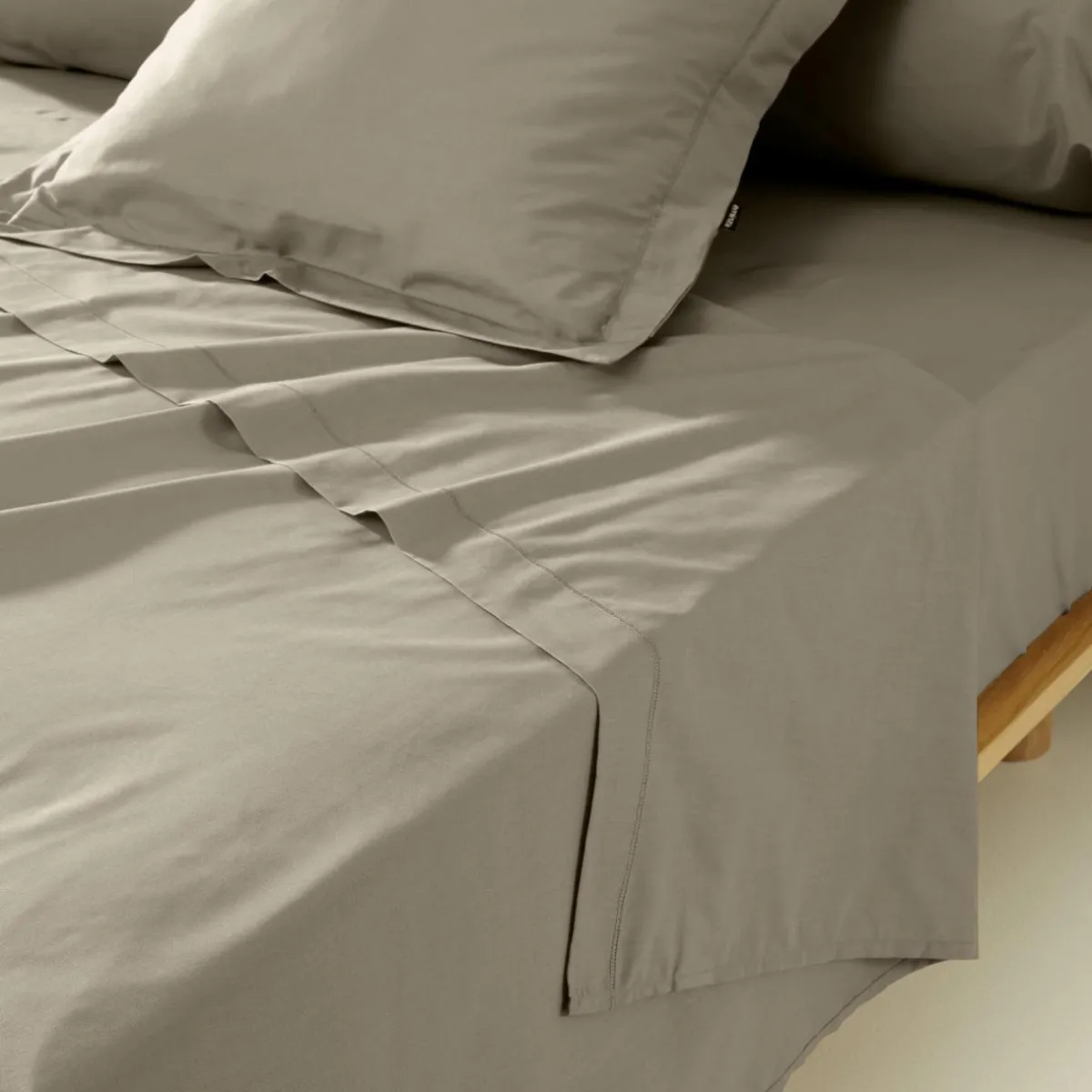 EMINZA Drap plat percale de coton (180 x 290 cm) Cali Taupe Sale