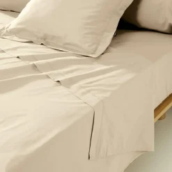 EMINZA Drap plat percale de coton (270 x 300 cm) Cali Beige New