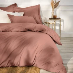 EMINZA Drap plat percale de coton (270 x 300 cm) Cali Bois de rose Rose clair Outlet