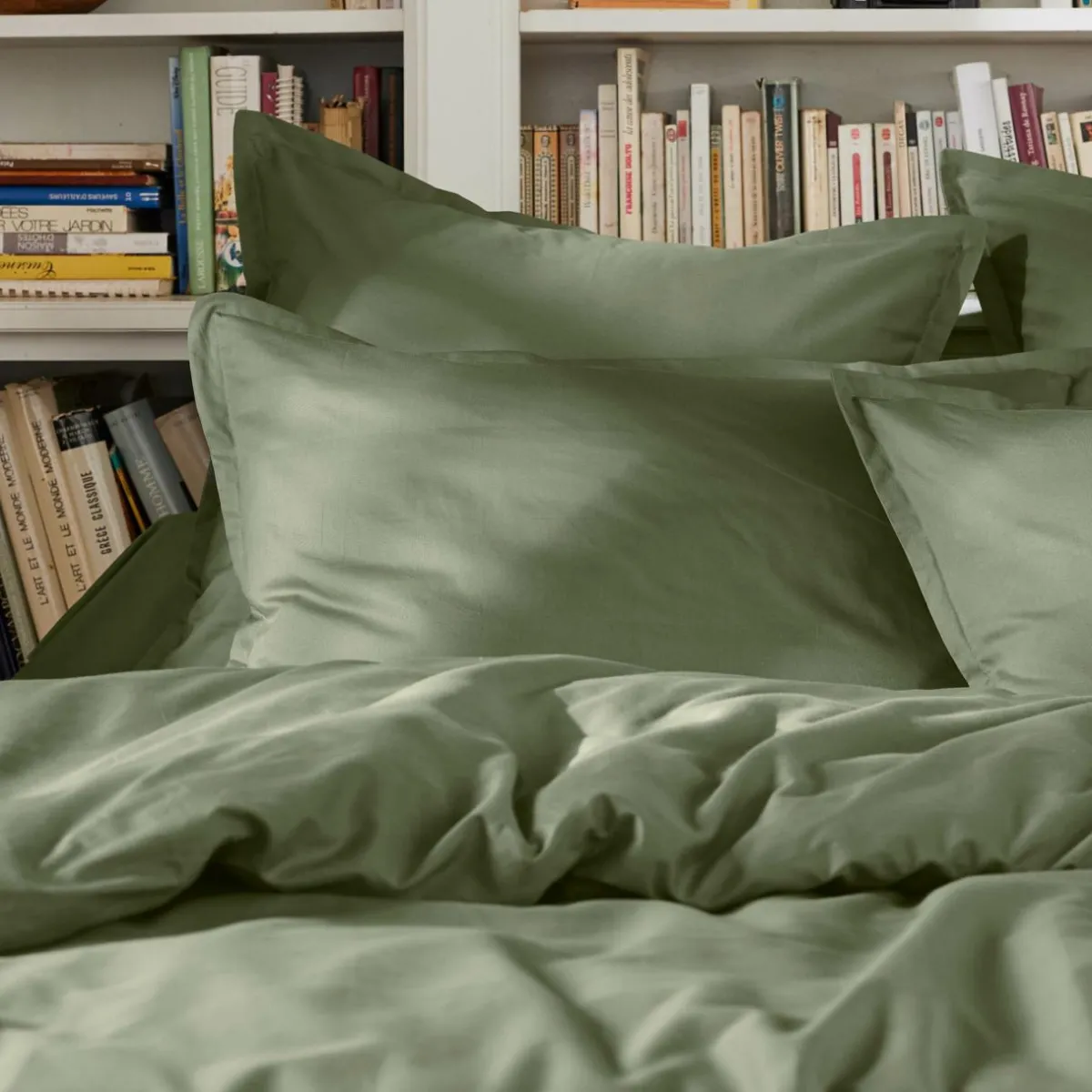EMINZA Drap plat percale de coton (180 x 290 cm) Cali Vert romarin Online