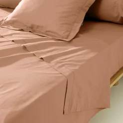 EMINZA Drap plat percale de coton (180 x 290 cm) Cali Rose Pêche