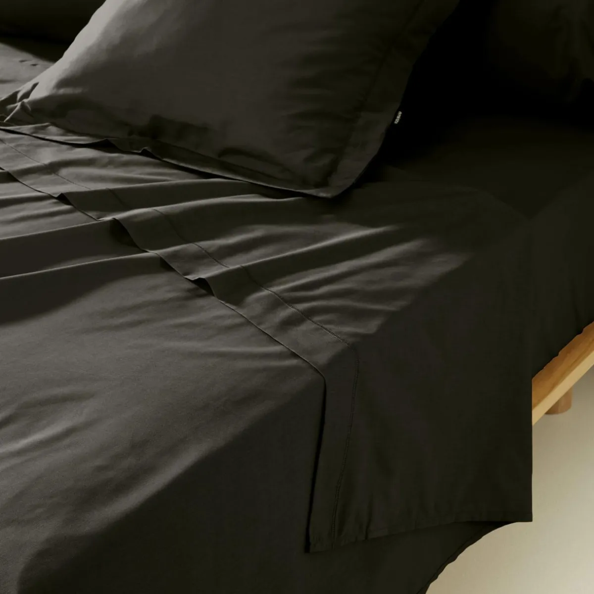 EMINZA Drap plat percale de coton (180 x 290 cm) Cali Noir Outlet