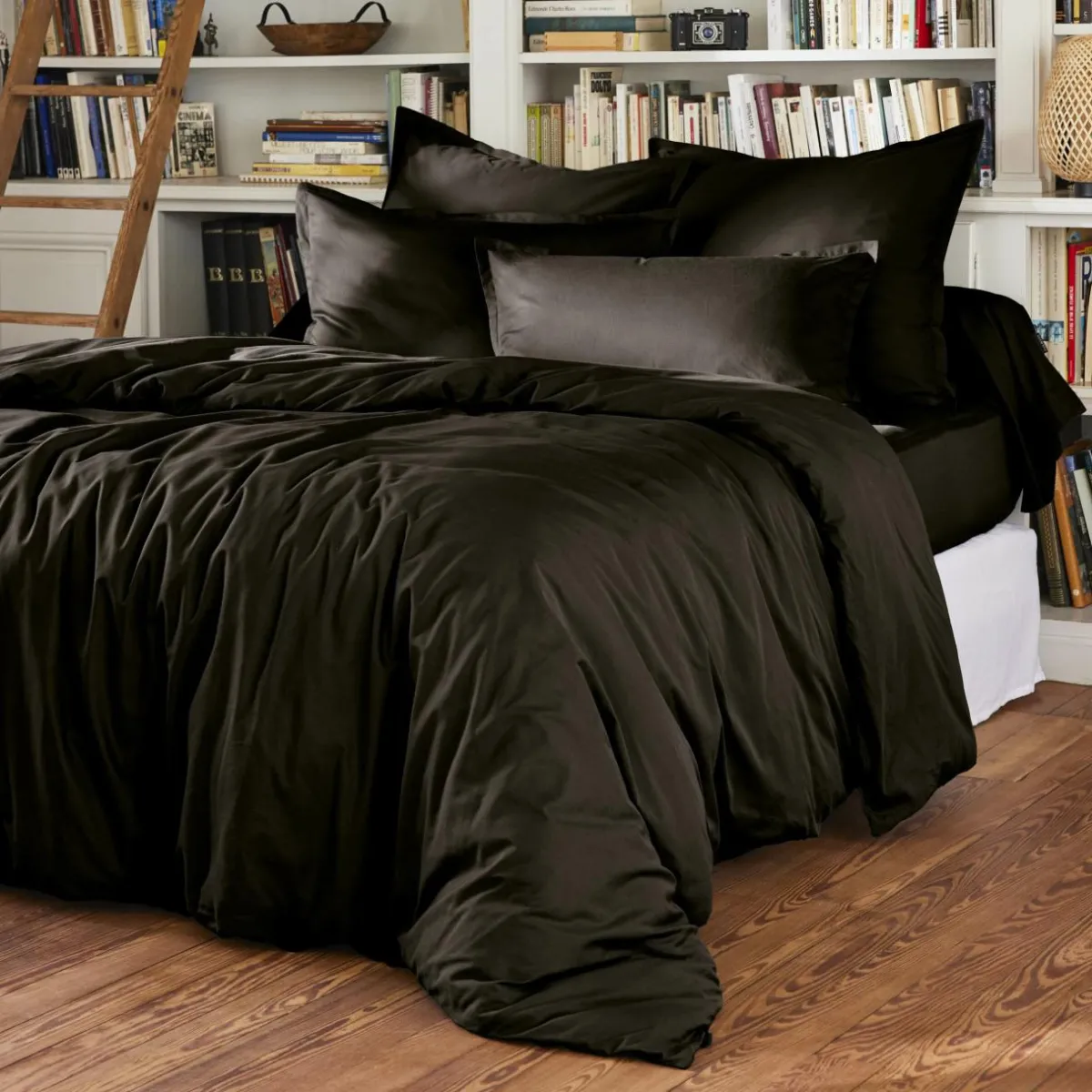 EMINZA Drap plat percale de coton (240 x 300 cm) Cali Noir Hot