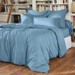 EMINZA Drap plat percale de coton (270 x 300 cm) Cali Bleu Ciel Outlet