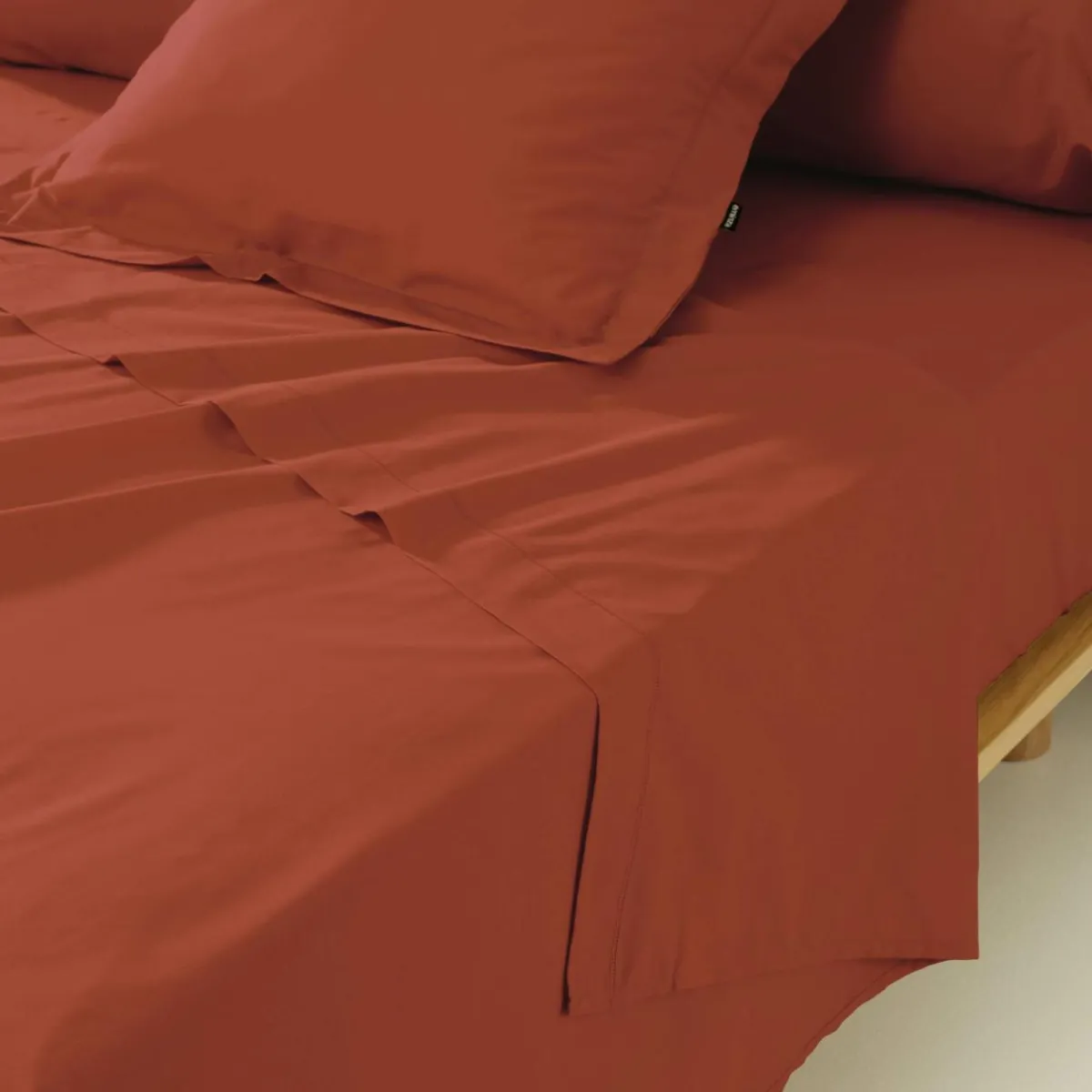 EMINZA Drap plat percale de coton (240 x 300 cm) Cali Terracotta Hot