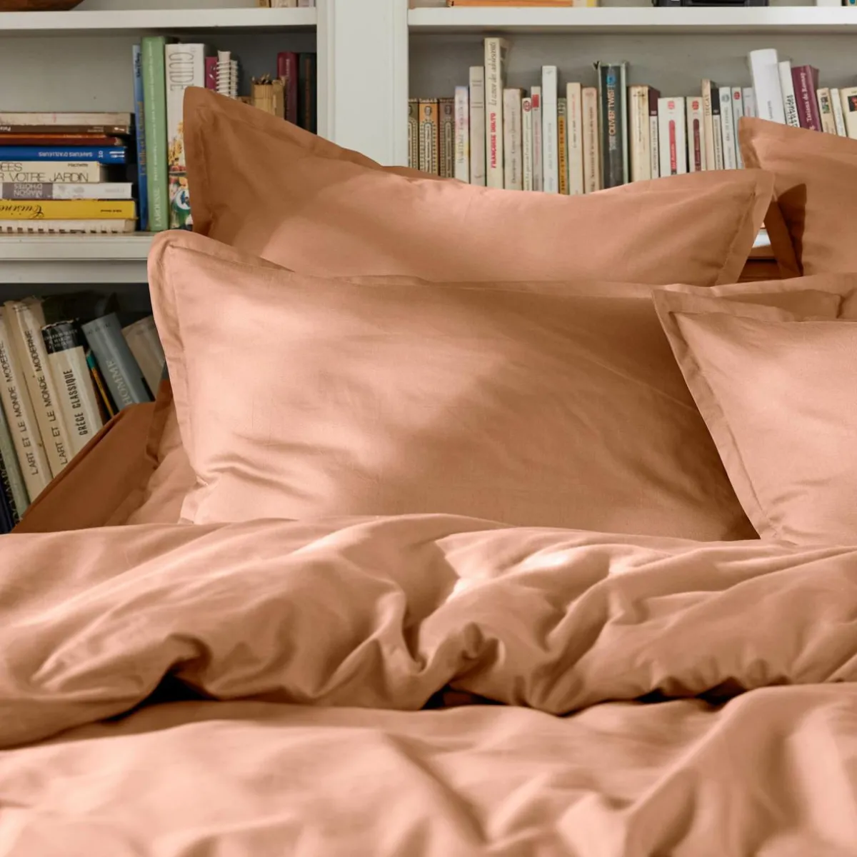 EMINZA Drap plat percale de coton (270 x 300 cm) Cali Rose Pêche Online