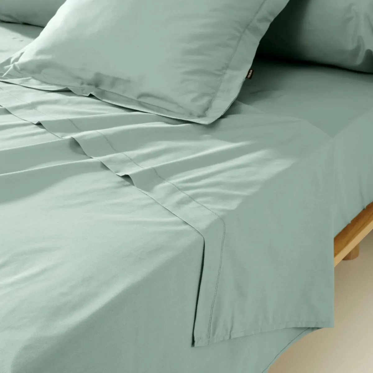 EMINZA Drap plat percale de coton (270 x 300 cm) Cali Vert Eucalyptus Hot