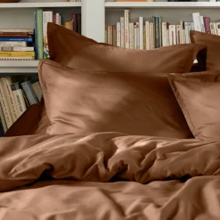 EMINZA Drap plat percale de coton (270 x 300 cm) Cali Marron Chocolat New