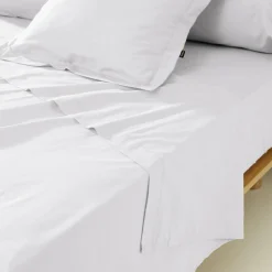EMINZA Drap plat percale de coton (270 x 300 cm) Cali Blanc Clearance
