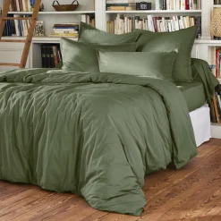 EMINZA Drap plat percale de coton (240 x 300 cm) Cali Vert romarin Sale