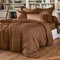 EMINZA Drap plat percale de coton (180 x 290 cm) Cali Marron Chocolat Hot