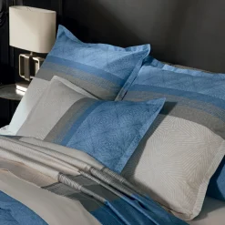 TRADI LINGE Drap plat satin de coton (240 x 310 cm) Tiago Bleu New