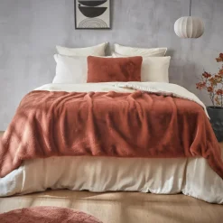 EMINZA Édredon fausse fourrure (90 x 220 cm) Finn Terracotta Online