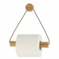 TENDANCE Dérouleur de papier toilette adhésif métal et bambou Easy Chic Caramel Hot