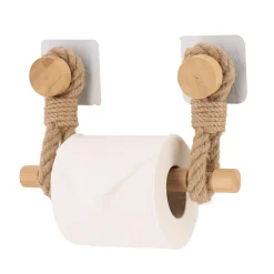 TENDANCE Dérouleur de papier toilette adhésif bambou et lanières cordes Naturel Hot