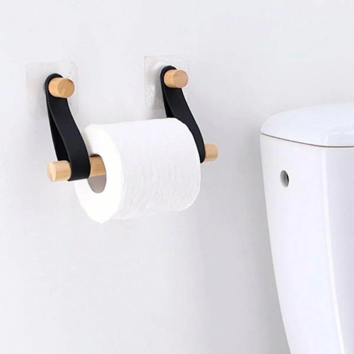 TENDANCE Dérouleur de papier toilette adhésif easy Chic simili cuir Blanc Best