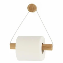 TENDANCE Dérouleur de papier toilette adhésif métal et bambou Easy Chic Blanc Hot