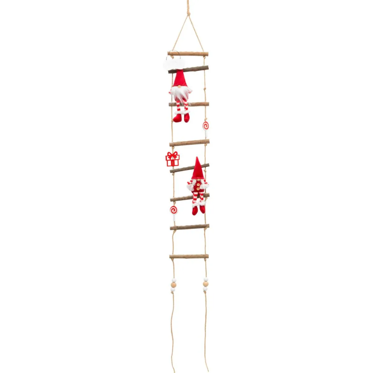 JJA Echelle en bois à suspendre (H115 cm) Les lutins coquins Rouge New