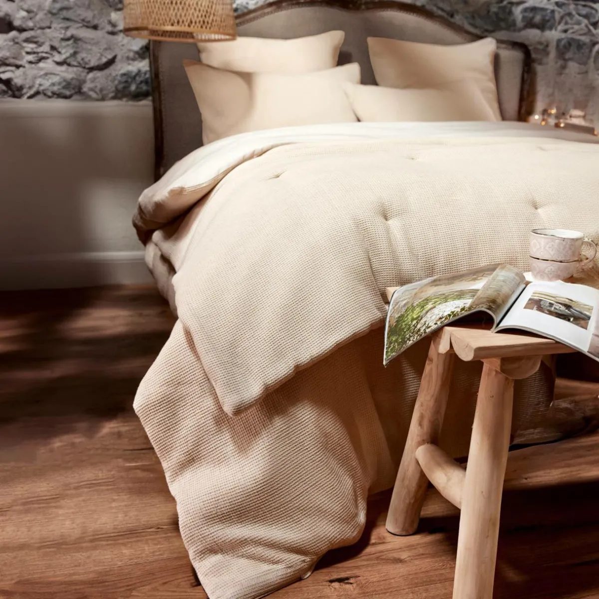 EMINZA Edredon coton nid d'abeille (90 x 220 cm) Eva Beige Sale