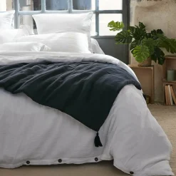 EMINZA Edredon gaze de coton (90 x 200 cm) Gaïa Bleu nuit Outlet