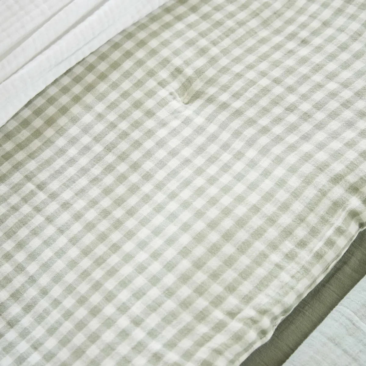 EMINZA Edredon gaze de coton (90 x 200 cm) Gaïa vichy Vert Eucalyptus Sale