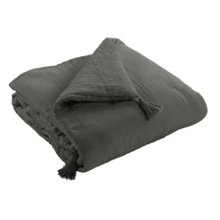 EMINZA Edredon gaze de coton (90 x 200 cm) Gaïa Gris granit Gris foncé Best