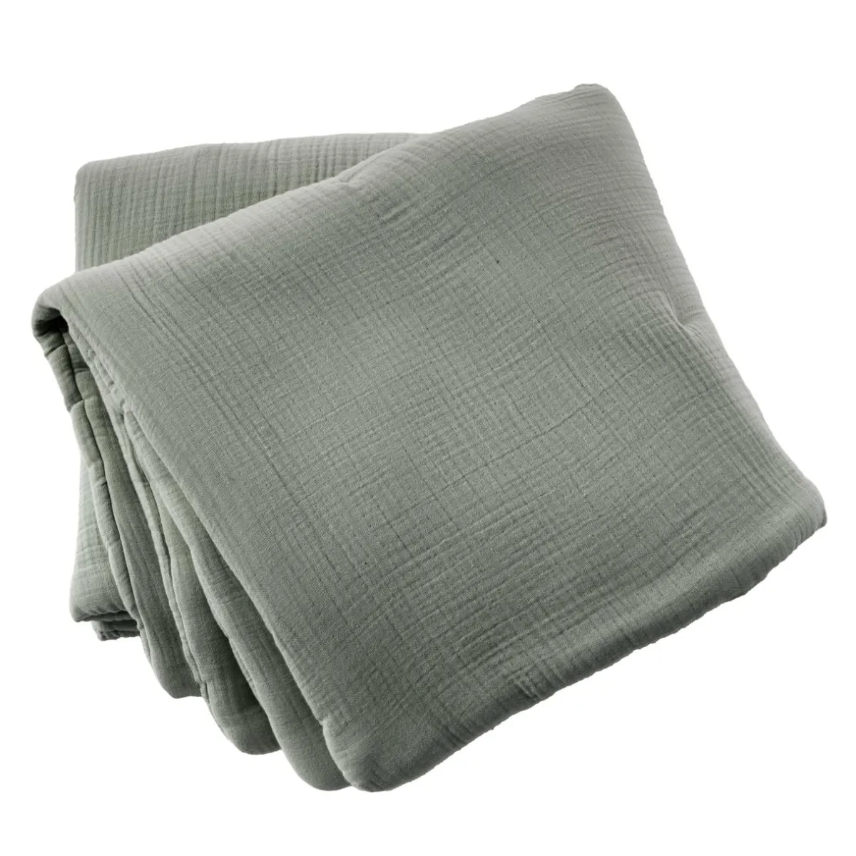 EMINZA Edredon quadruple gaze de coton (90 x 220 cm) Victoria x Gaïa Vert romarin Sale