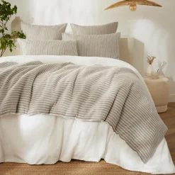 EMINZA Edredon réversible coton texturé et percale (90 x 220 cm) Alice Ecru New