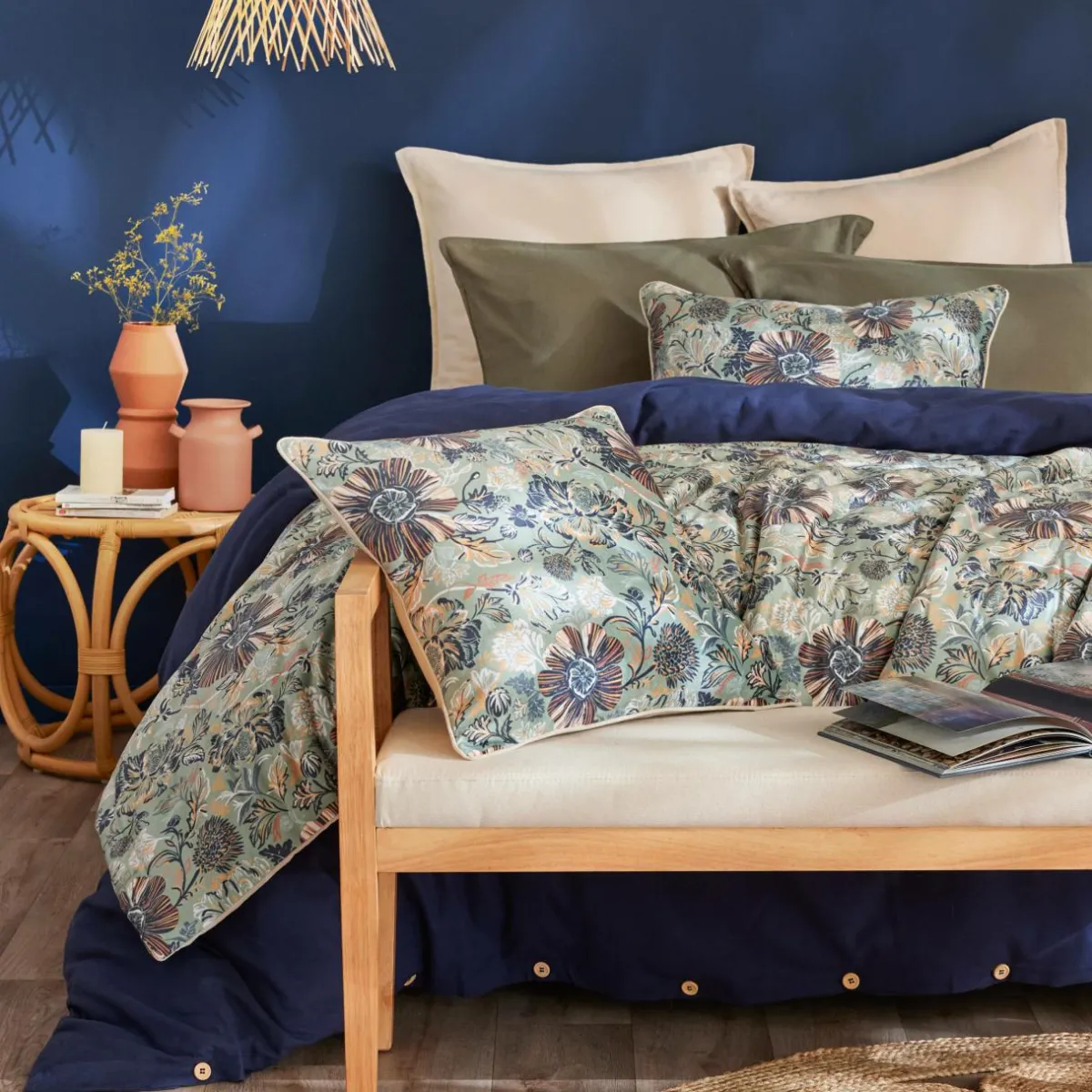 EMINZA Edredon velours (90 x 220 cm) Dolores Vert Outlet