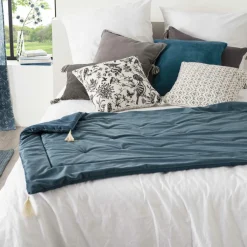 ATMOSPHERA Edredon velours (80 x 180 cm) Slow Bleu New
