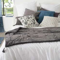 ATMOSPHERA Edredon velours (80 x 180 cm) Slow Gris Clearance