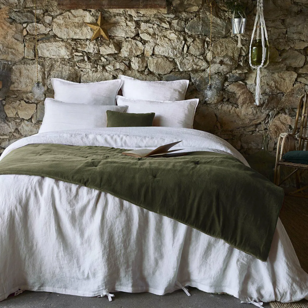 EMINZA Edredon velours de coton (90 x 200 cm) Victor thym Vert Best