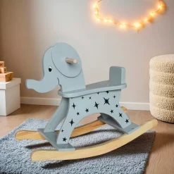 EMINZA Elephant à bascule bois (H53 cm) Stars Gris Online