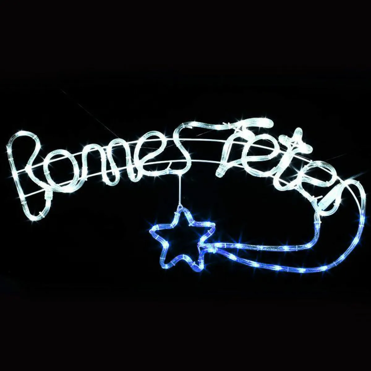 Feeric Lights & Christmas Enseigne lumineuse "Bonnes fêtes" 90 LED (90 x H41 cm) Bleu Blanc froid Sale