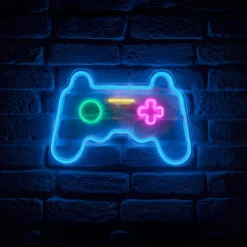 OSTARIA Enseigne lumineuse néon (H28 cm) Manette de jeux Bleu Best