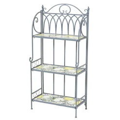 EMINZA Etagère à fleurs d'extérieur pliable en mosaïque (H118 cm) Sorrento Bleu Best