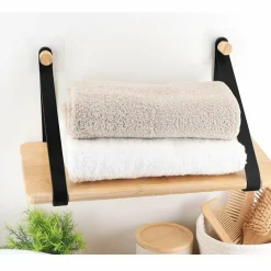 TENDANCE Etagère adhésive bambou (40 x H20 cm) Easy Chic Noir Hot