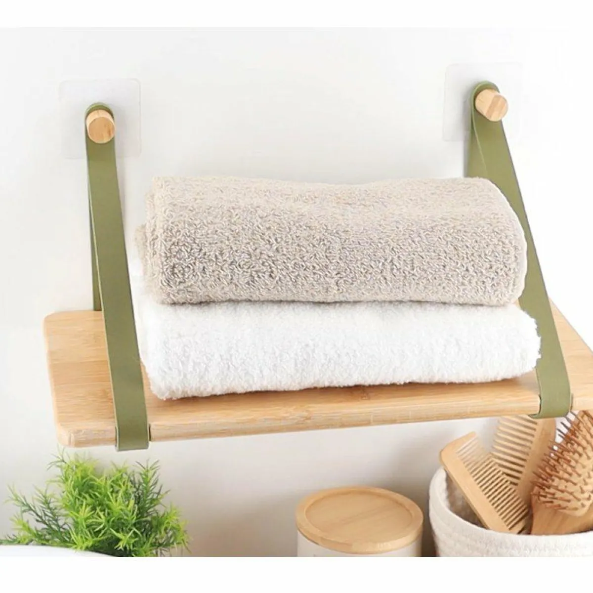 TENDANCE Etagère adhésive bambou (40 x H20 cm) Easy Chic Vert kaki Sale
