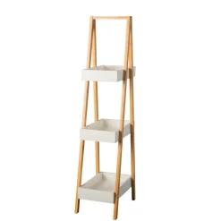 EMINZA Etagère bois et bambou (H84 cm) Pyramide 3 niveaux he Blanc Online