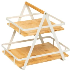 5 Five Simply Smart Etagère cuisine transportable en bois 2 niveaux avec anse (H29 cm) Ordera he Blanc Outlet