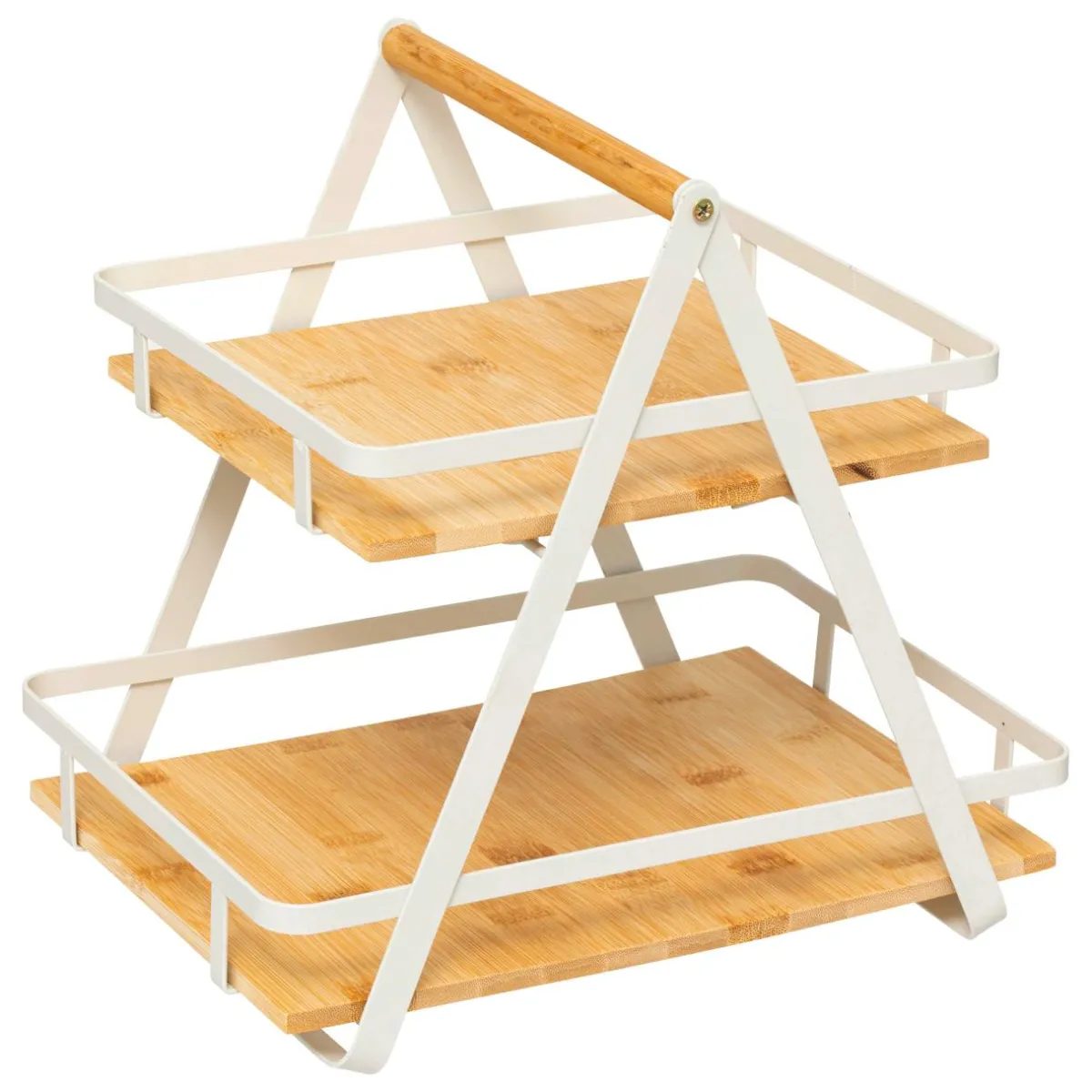 5 Five Simply Smart Etagère cuisine transportable en bois 2 niveaux avec anse (H29 cm) Ordera he Blanc Outlet
