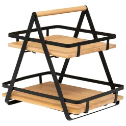 5 Five Simply Smart Etagère cuisine transportable en bois 2 niveaux avec anse (H29 cm) Ordera Noir New