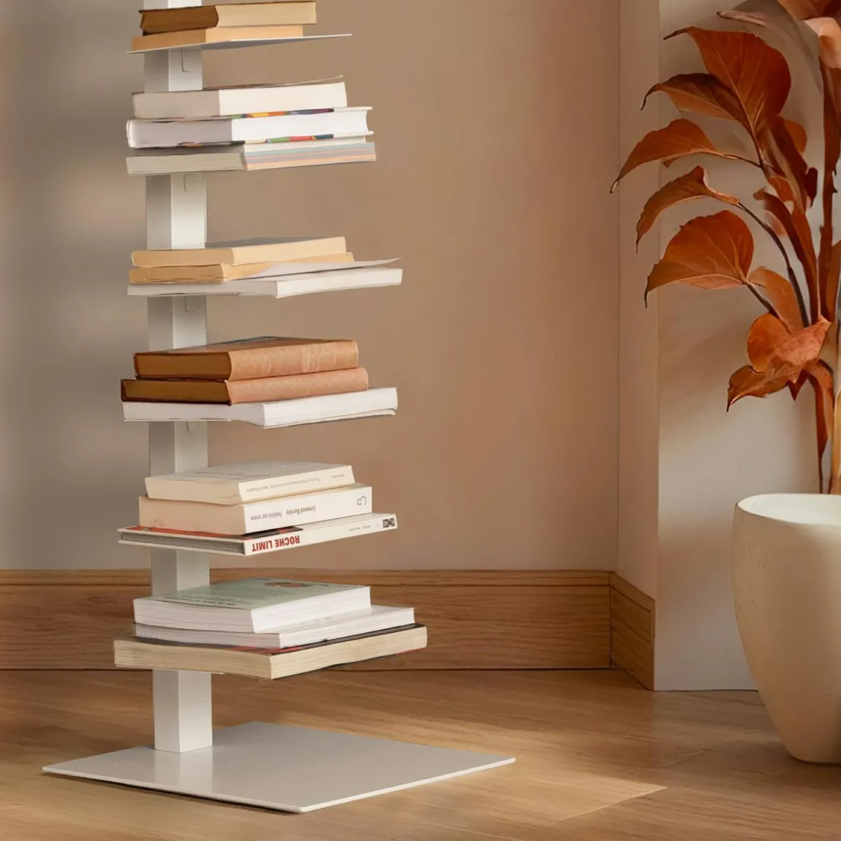 EMINZA Etagère de rangement 10 niveaux (H150 cm) Bibliothèque Book Blanc Discount