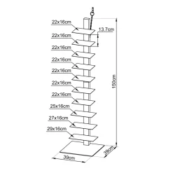 EMINZA Etagère de rangement 10 niveaux (H150 cm) Bibliothèque Book Blanc Discount