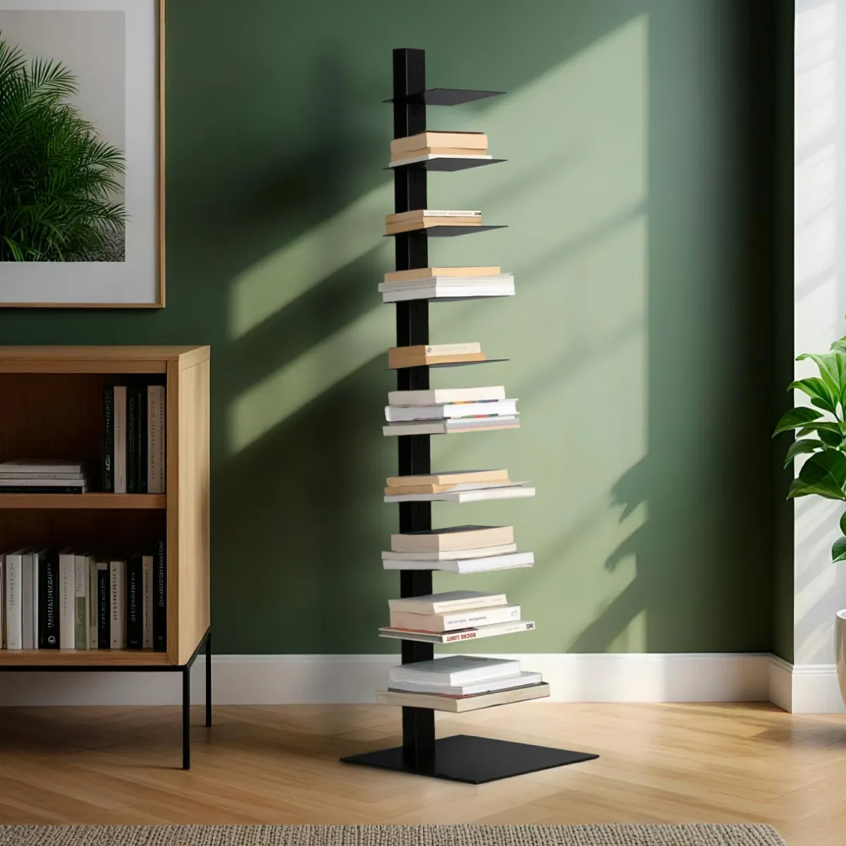 EMINZA Etagère de rangement 10 niveaux (H150 cm) Bibliothèque Book Noir Outlet
