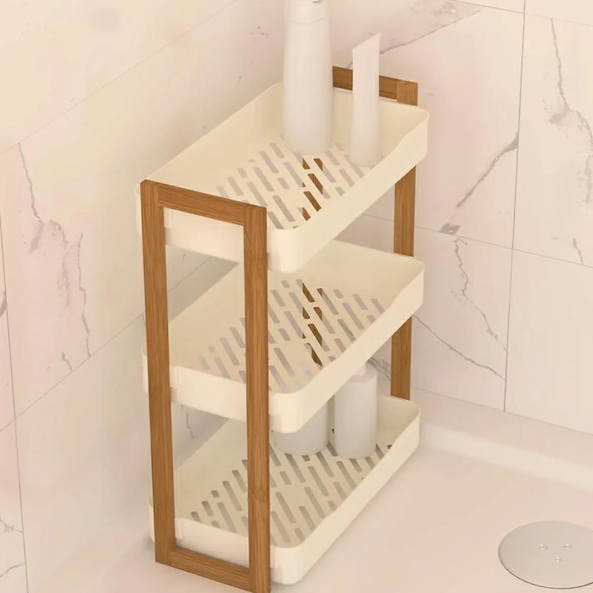 5 Five Simply Smart Etagère de salle de bain 3 niveaux (H45 cm) Natureo Blanc Discount