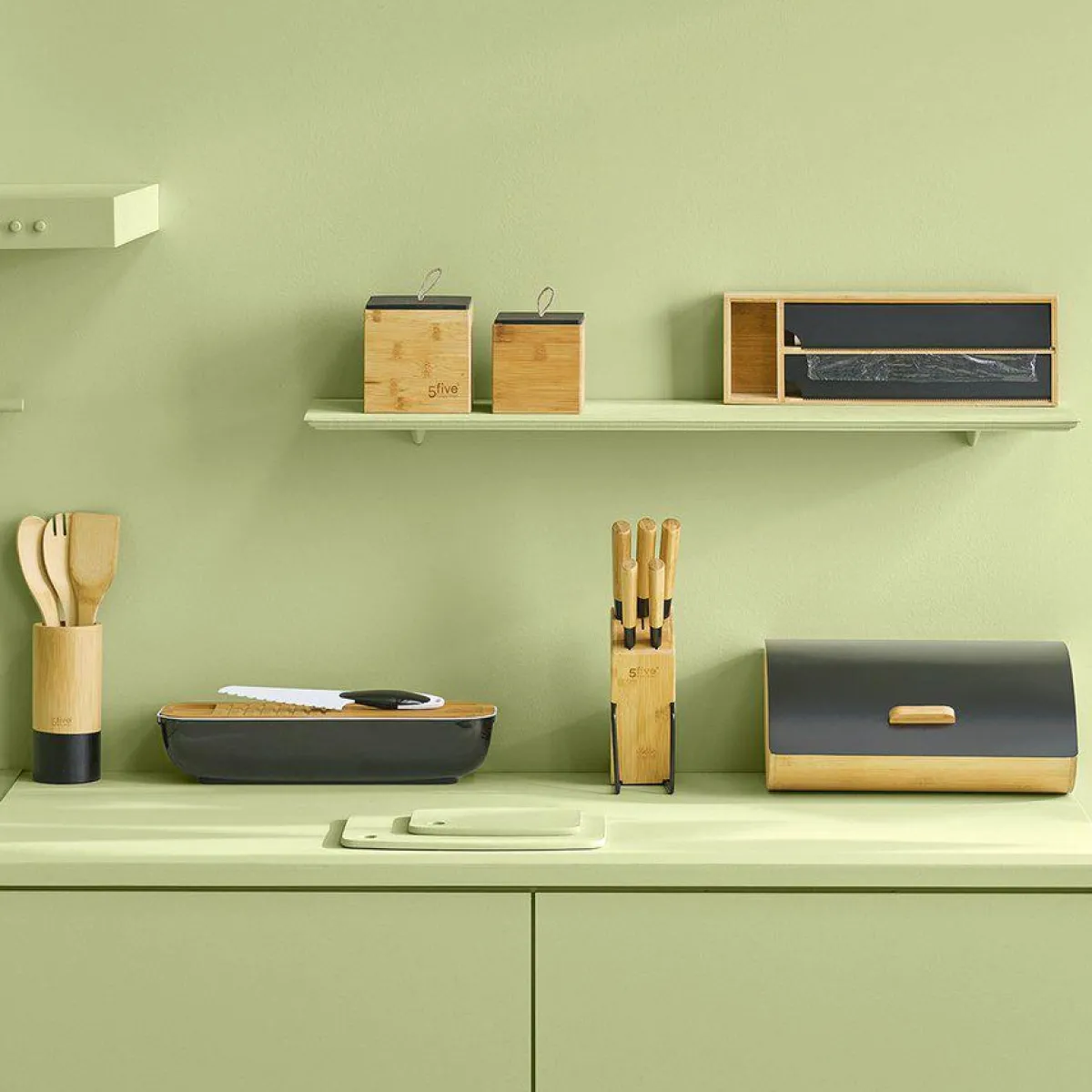 5 Five Simply Smart Etagère dérouleurs et compartiment (39 x 13 cm) Bambou Noir Sale