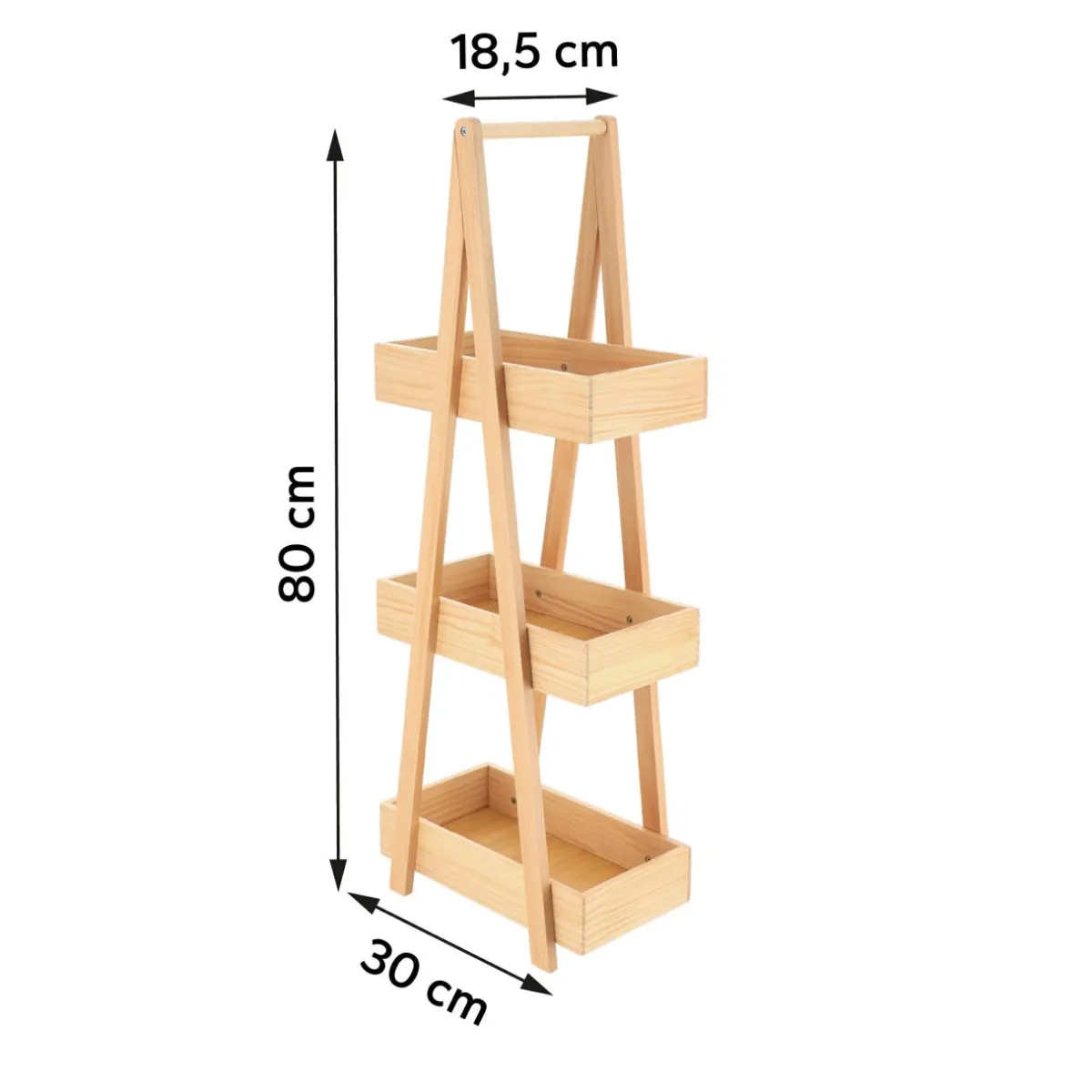 TENDANCE Etagère en bois 3 niveaux (H80 cm) Pyramide Naturel Discount